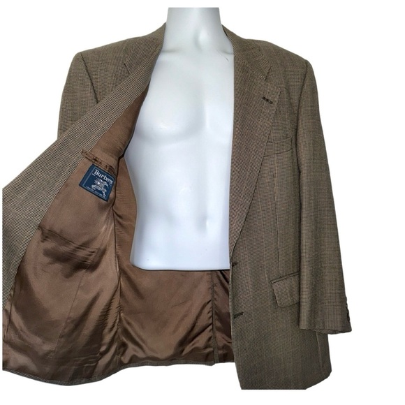 Vintage Burberry’s Men’s Wool Sport Coat Jacket 40R–42R Brown Houndstooth Check - Picture 1 of 15